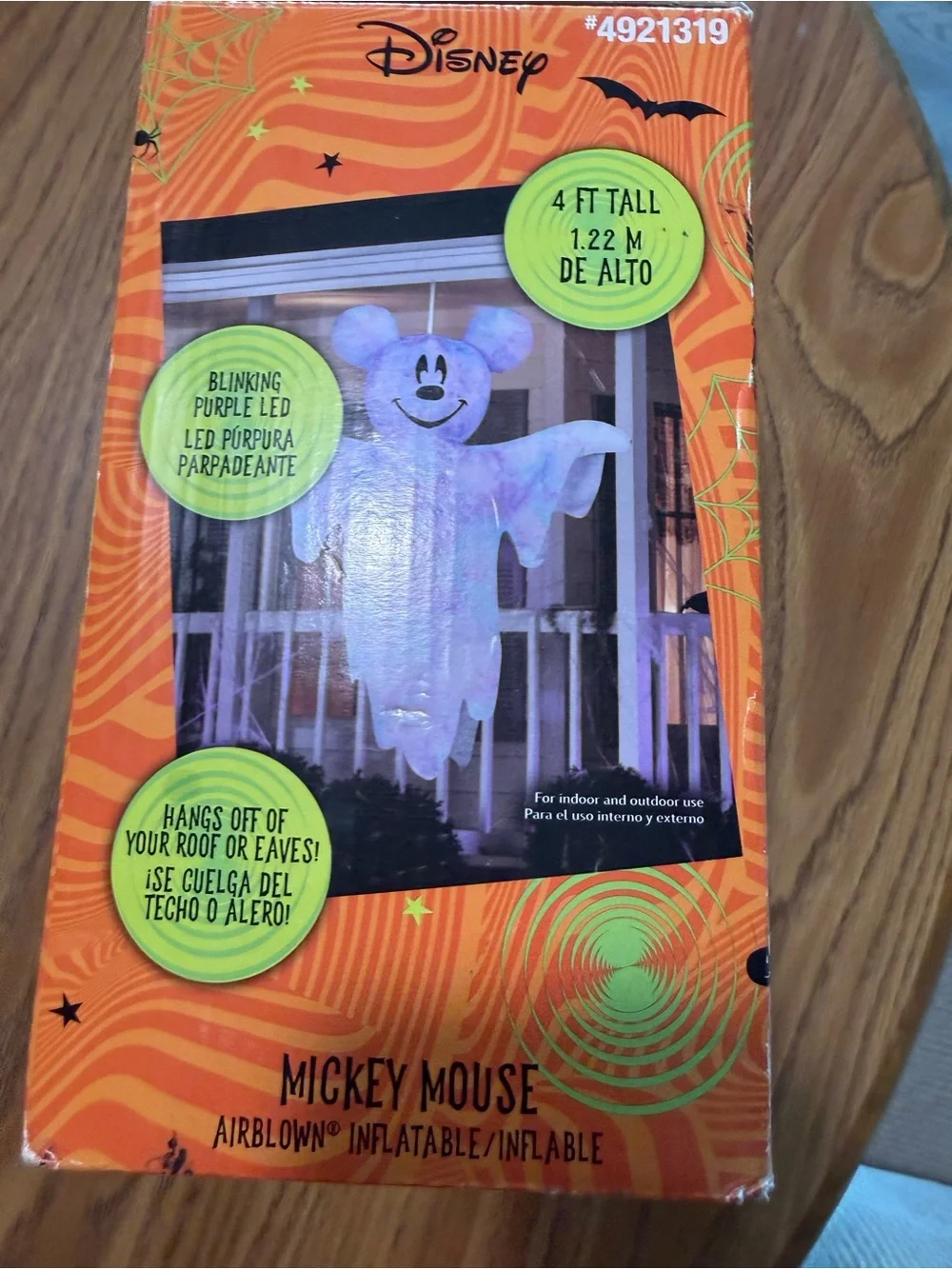 Gemmy 4 ft Tall Airblown Inflatable Disney LED Hanging Mickey Ghost Halloween